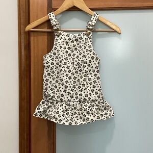 Kids White and Brown Floral Corduroy Dress